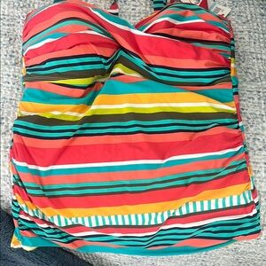 Colorful Striped Plus Swimwear